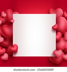 Happy Valentine's day poster design and template with hearts. Happy valentine day photoframe with heart shape. Valentine's day banner background
