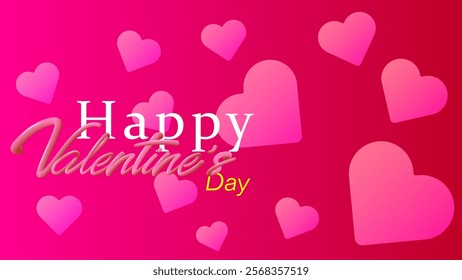 Happy Valentine's day poster design and template with hearts. Happy valentine day photoframe with heart shape. Valentine's day banner background