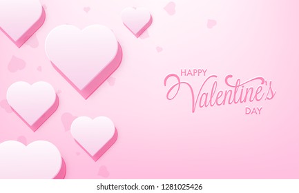 Happy valentine's day poster or greeting card design decorated with heart shapes.