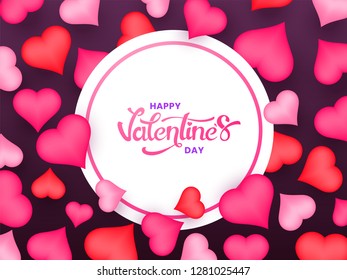 Happy Valentine's Day poster or greeting card design decorated with heart shapes.