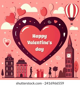 Happy Valentine's Day poster. Greeting card. Vector illustration. 
