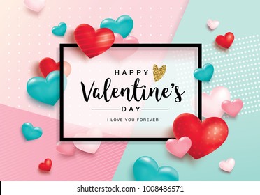 Happy Valentine's Day poster with hearts