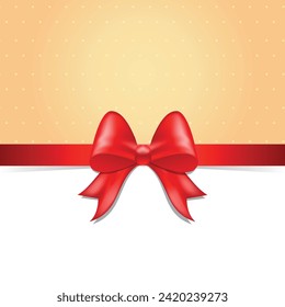 Happy Valentine's day poster with red ribbon and bow white isolated background.