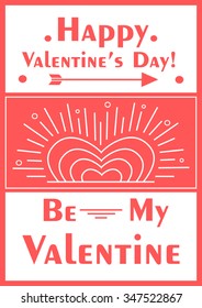 Happy valentines day poster. Romantic vector illustration for event design, party, postcard or invitation in line style