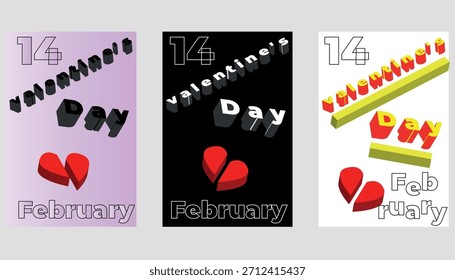 ¡Feliz día de San Valentín! Ilustraciones románticas, corazones y cupido para el amor, citas, bodas y tarjetas de felicitación. Gráficos de Vector fáciles de usar.