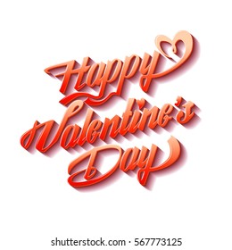 Happy Valentine's Day poster. Typographical Background. Lettering on white background.