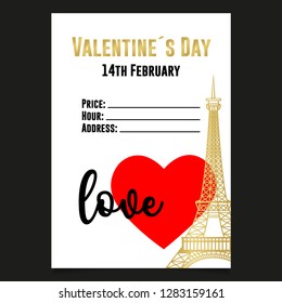 Happy Valentines Day Poster. Vector Illustration