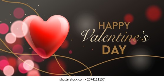 Happy Valentine's Day Poster or web banner with heart. Promotion and shopping template or background for Love and Valentine's day concept, vector illustration