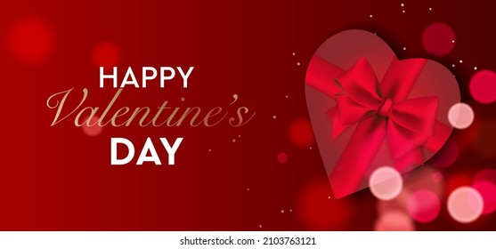 Feliz Afiche del Día de San Valentín o pancarta web con corazón. Plantilla de promoción y compra o fondo para el concepto de amor y día de San Valentín, ilustración vectorial