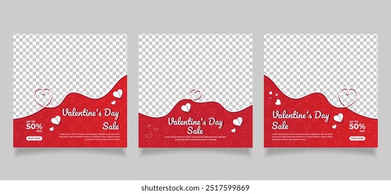 happy valentine's day promotion social media post for web square banner design template