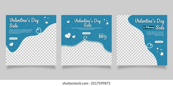 happy valentine's day promotion social media post for web square banner design template