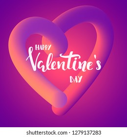 Happy Valentines Day quote,  background with hand written lettering and heart shape 