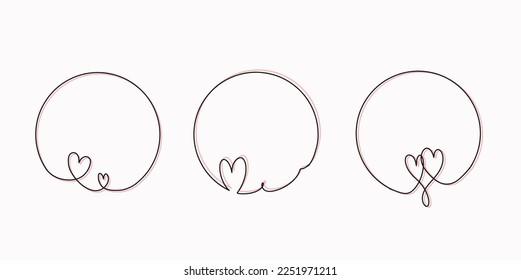 happy valentines day quote circle line art citation set frames quotation quoting vector shapes love pink heart wishes pattern message love letter theme february 14th post social media shop hand drawn