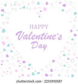 happy valentines day with random hearts pattern background