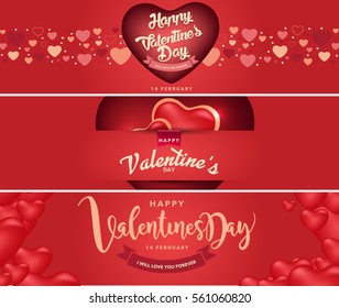 Happy Valentine's Day and Realistic Hearts Background,Vector Illustration Design