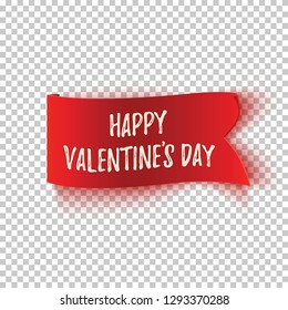 Happy Valentines day, realistic, red paper banner. Vector illustration.