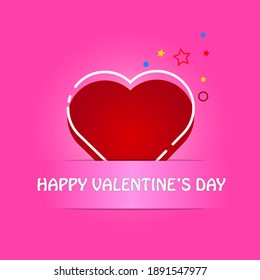 Happy Valentine's Day, Realistic Romance with red heart shape, Valentine's Day Greetings. Vector Illustration