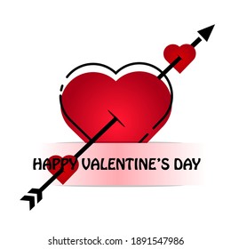 Happy Valentine's Day, Realistic Romance with red heart shape, Valentine's Day Greetings. Vector Illustration