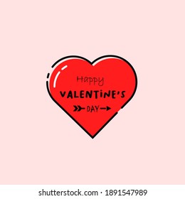 Happy Valentine's Day, Realistic Romance with red heart shape, Valentine's Day Greetings. Vector Illustration