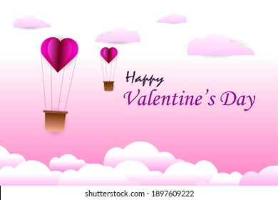 Happy Valentine's Day, Realistic Romance with red heart shape, Valentine's Day Greetings. Vector Illustration