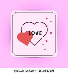 Happy Valentine's Day, Realistic Romance with red heart shape, Valentine's Day Greetings. Vector Illustration