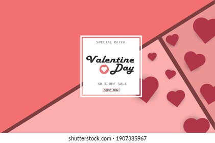 Happy Valentine's Day, Realistic Romance with red heart shape, Valentine's Day Greetings. Vector Illustration