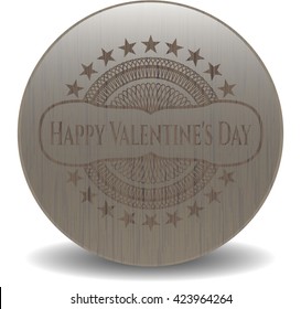 Happy Valentine's Day realistic wooden emblem