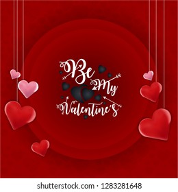 Happy Valentine's Day Red background. Vector Illustration