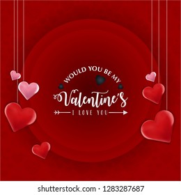 Happy Valentine's Day Red background. Vector Illustration