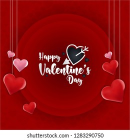 Happy Valentine's Day Red background. Vector Illustration