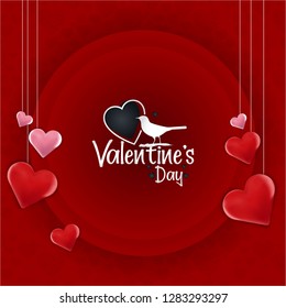 Happy Valentine's Day Red background. Vector Illustration