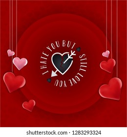 Happy Valentine's Day Red background. Vector Illustration