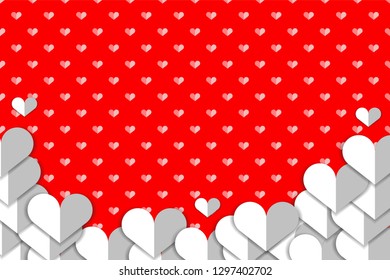 Happy  Valentine's day, red background with hearts, Vector