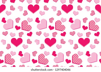 Happy  Valentine's day, red background with hearts, Vector