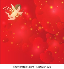 Happy Valentines Day red background. red template, Cupids vector