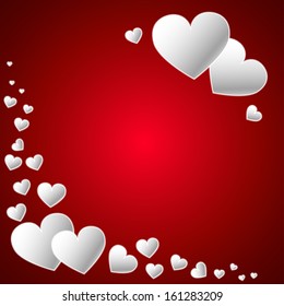 happy Valentine's Day red background paper hearts