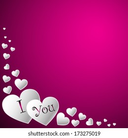 happy Valentine's Day red background paper hearts
