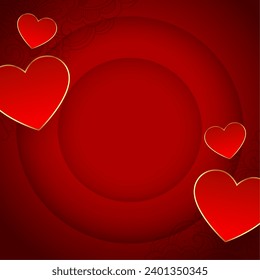 happy valentines day red background with love heart vector