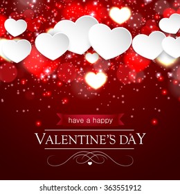 Happy Valentines Day red Background with hearts.