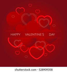 Happy Valentine's Day red background. Vector illustration