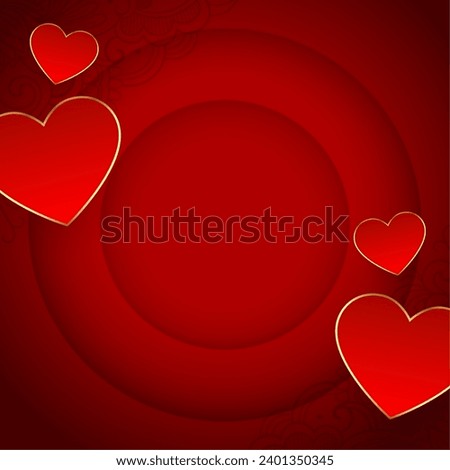 happy valentines day red background with love heart vector