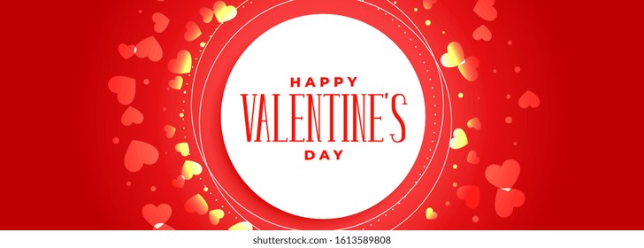 happy valentines day red banner with circular hearts frane