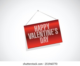 happy valentines day red banner sign illustration design over a white background