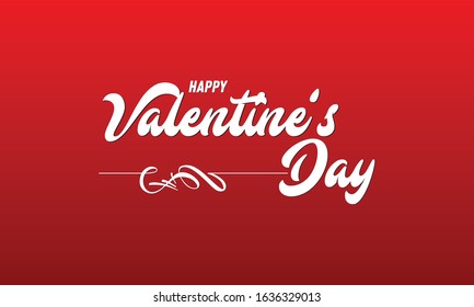 Happy Valentine's Day Red Color Greeting Card Hand Drawing Lettering design. 