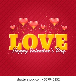 Happy Valentine's Day Red Colors Postcard, Web Banner Celebration Design. Greeting Card, Vector Elements Background or Flyer, Poster