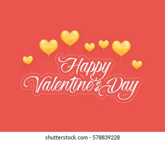 Happy Valentine's Day Red Colors Postcard, Web Banner Celebration Design. Greeting Card, Vector Elements Background or Horziontal Flyer, Poster