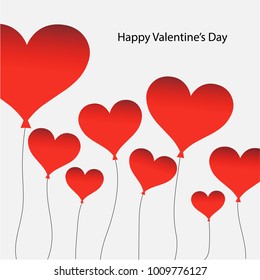 Happy valentine's day with red heart balloons.