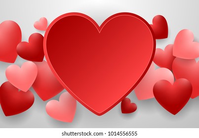 Happy valentines day with red heart on white background
