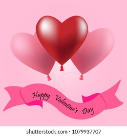 Happy valentine's day red heart balloon vector of love.