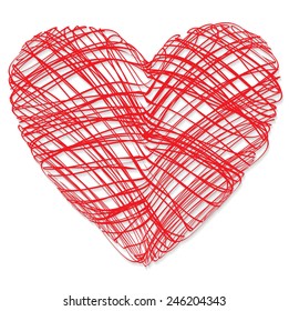 Happy Valentines Day red Heart on white vector illustration